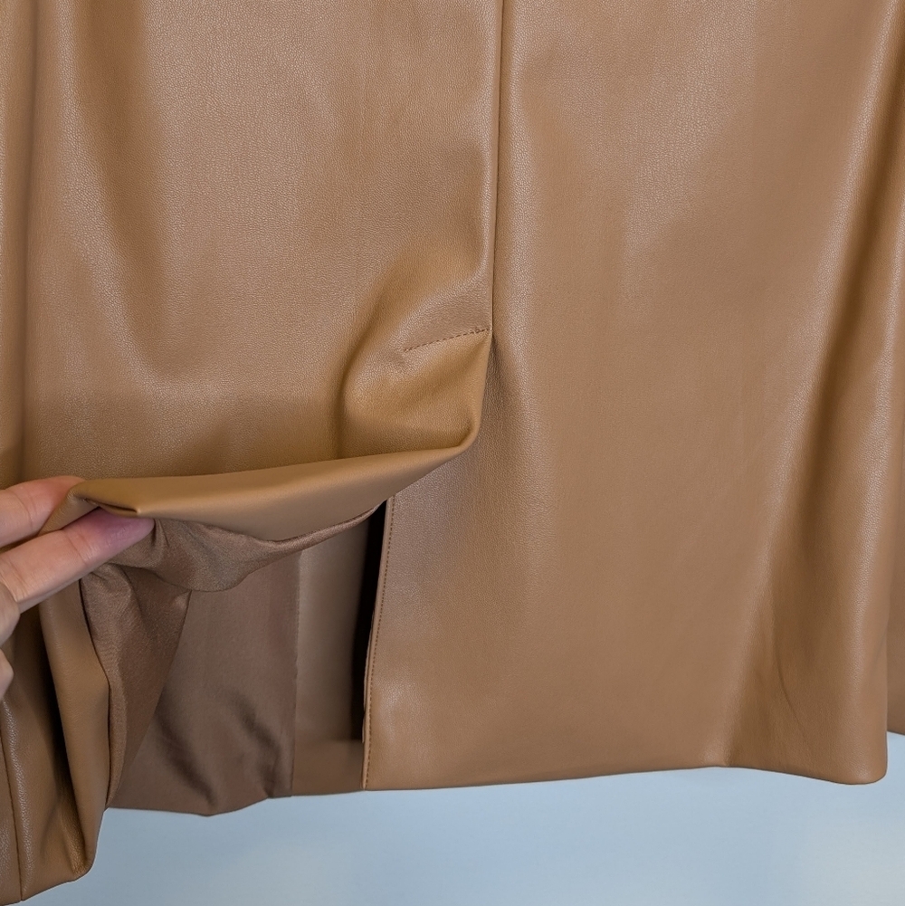 A New Day Women's Faux Leather Relaxed Fit Blazer Camel - Picture 10 of 14